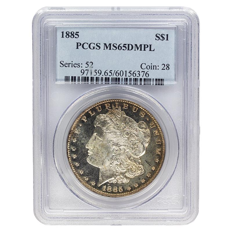 1885 Morgan Dollar, $1 PCGS MS 65 DMPL 