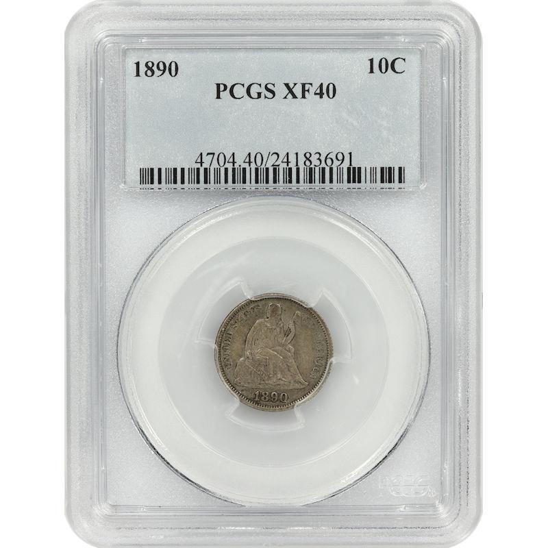 1890 Seated Liberty Dime 10C PCGS XF40 Extra Fine