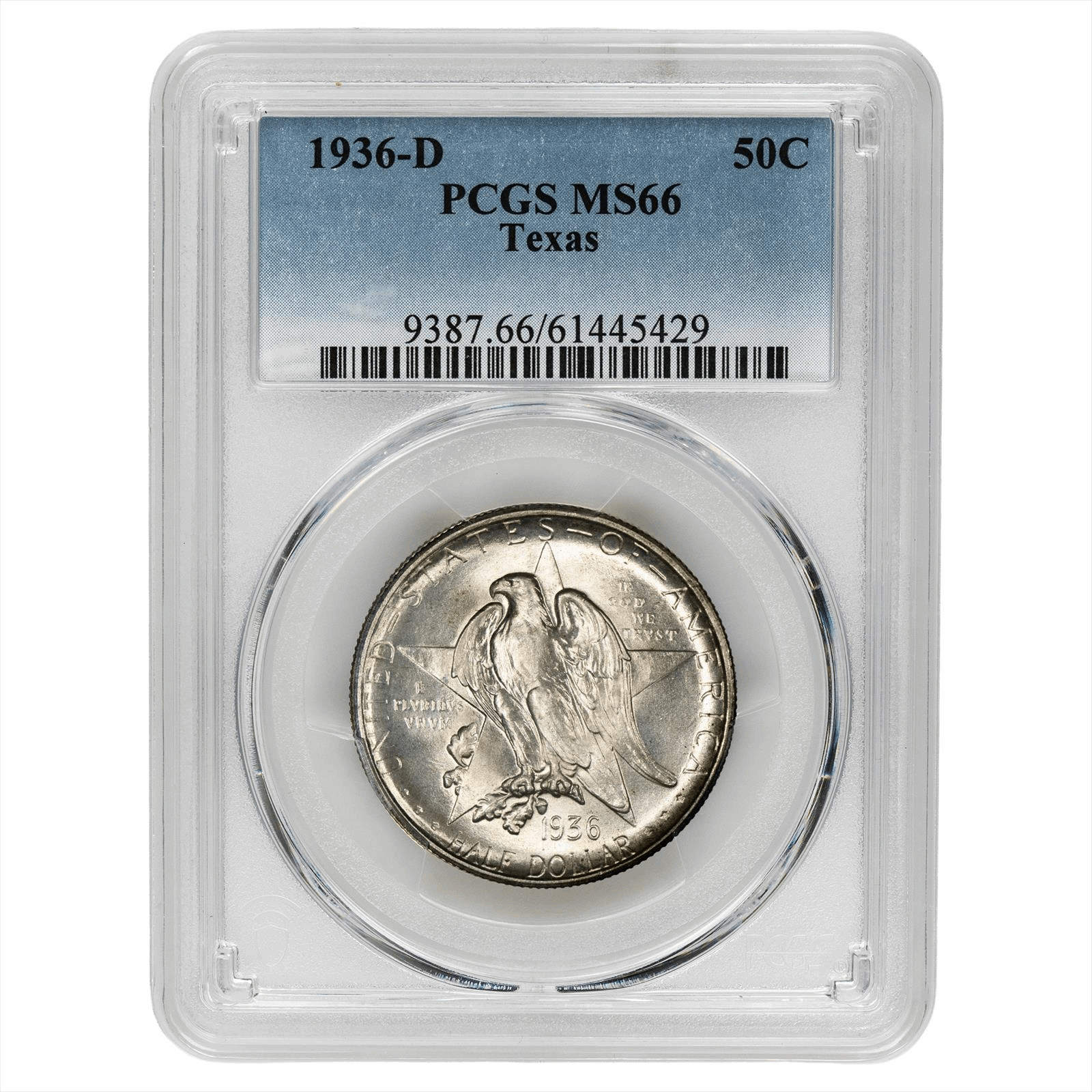 1936-D Texas Commemorative Half Dollar 50C PCGS MS 66