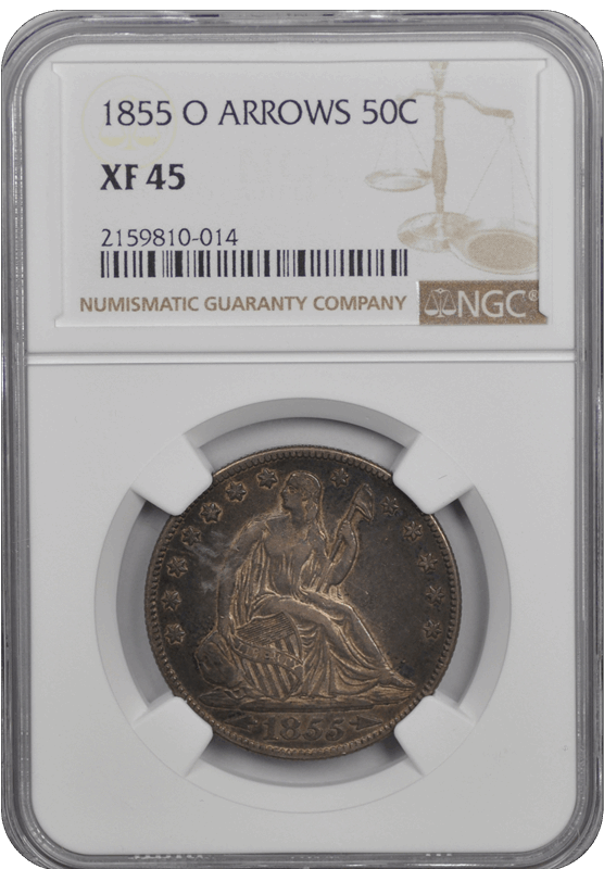 1855 O Arrows Seated Liberty Half Dollar NGC XF-45