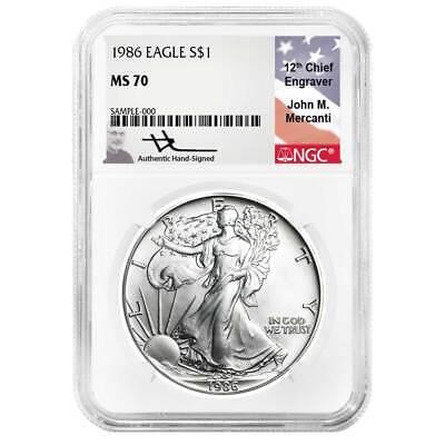 1986 $1 American Silver Eagle NGC MS70 (Mercanti Signature) 