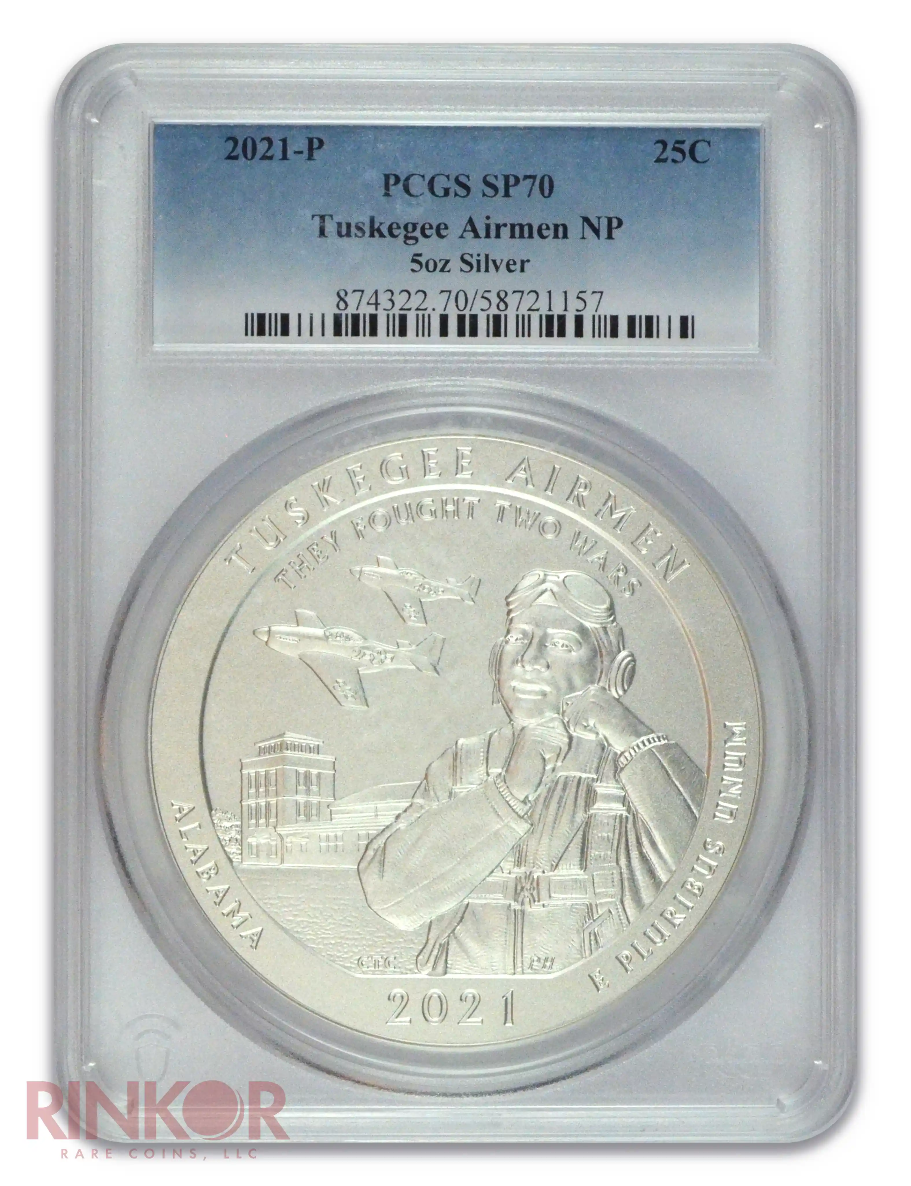 2021-P Tuskegee Airmen 5oz America the Beautiful PCGS SP 70