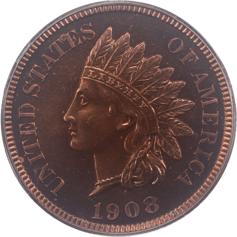 1908 Indian Cent 1c PCGS, PROOF PR65RD, OGH