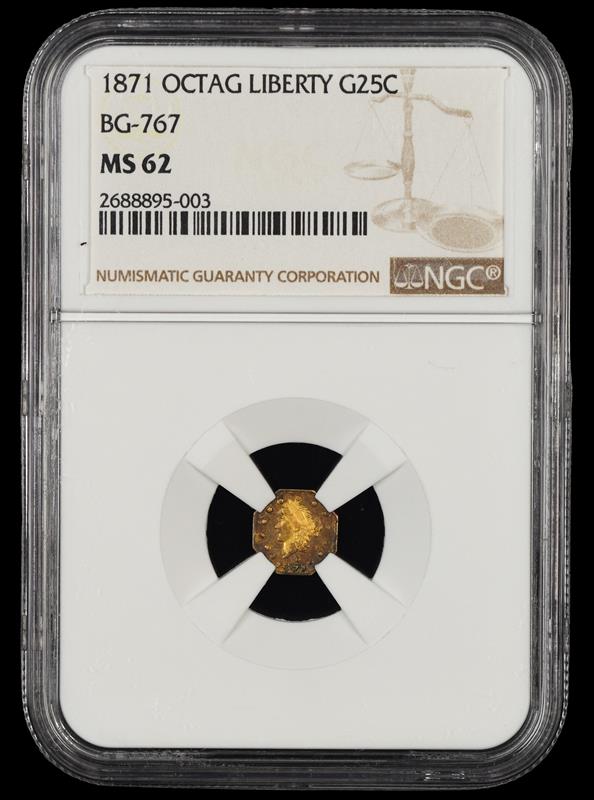 1871 OCTAG LIBERTY G25C BG-767 NGC MS62