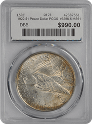 1922 $1 Peace Dollar PCGS  #3298-5 MS61