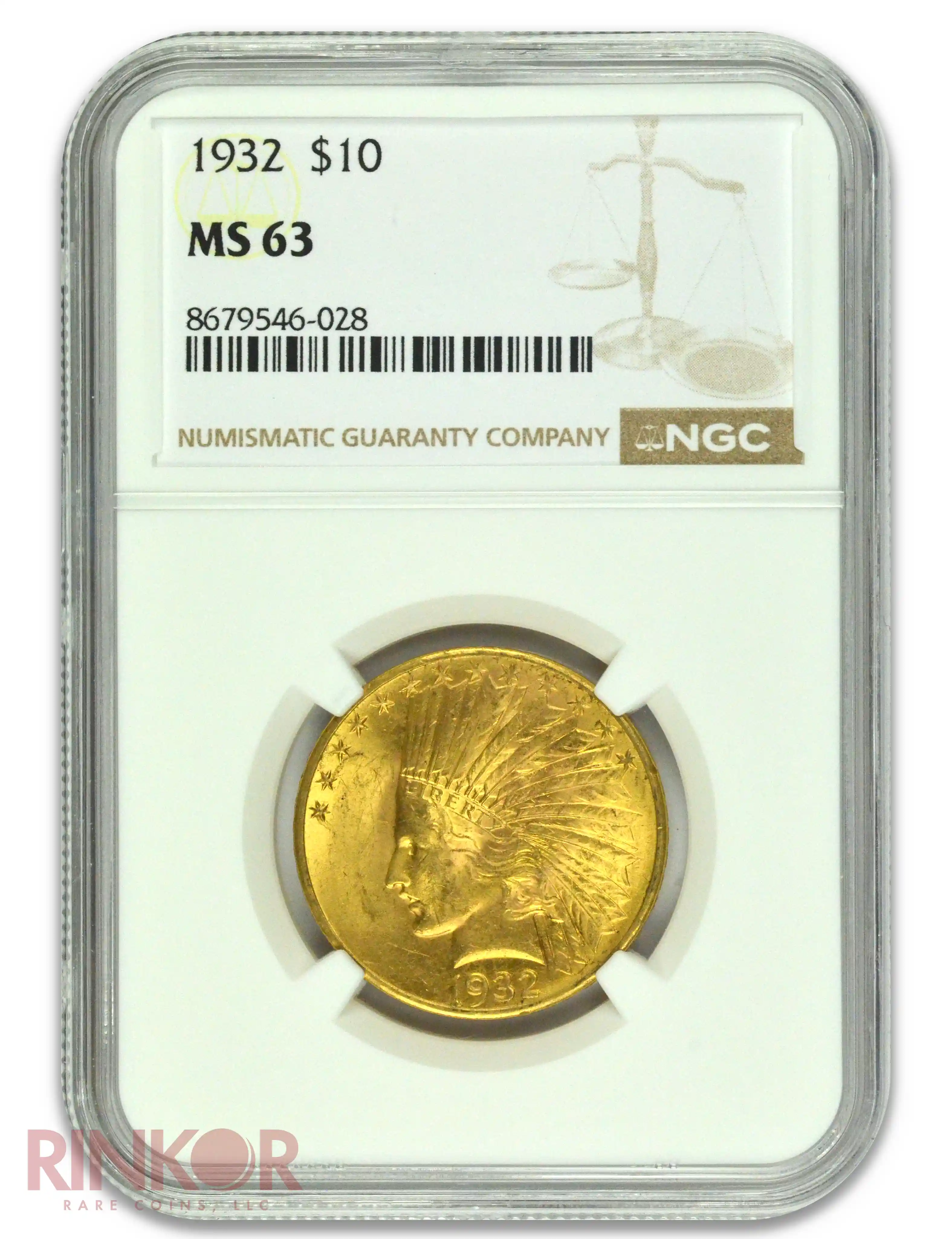 1932 $10 Indian Head NGC MS 63