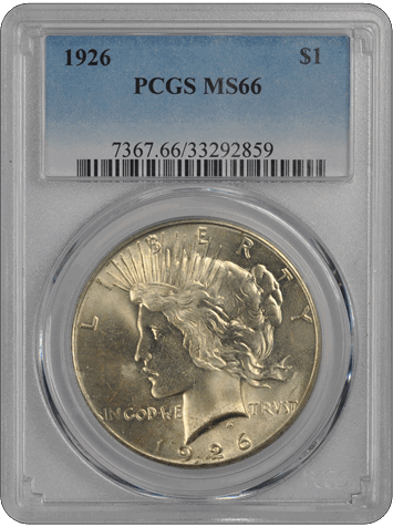 1926 $1 Peace Dollar PCGS  #3557-1 MS66