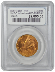 1910-D Indian Head PCGS MS 62