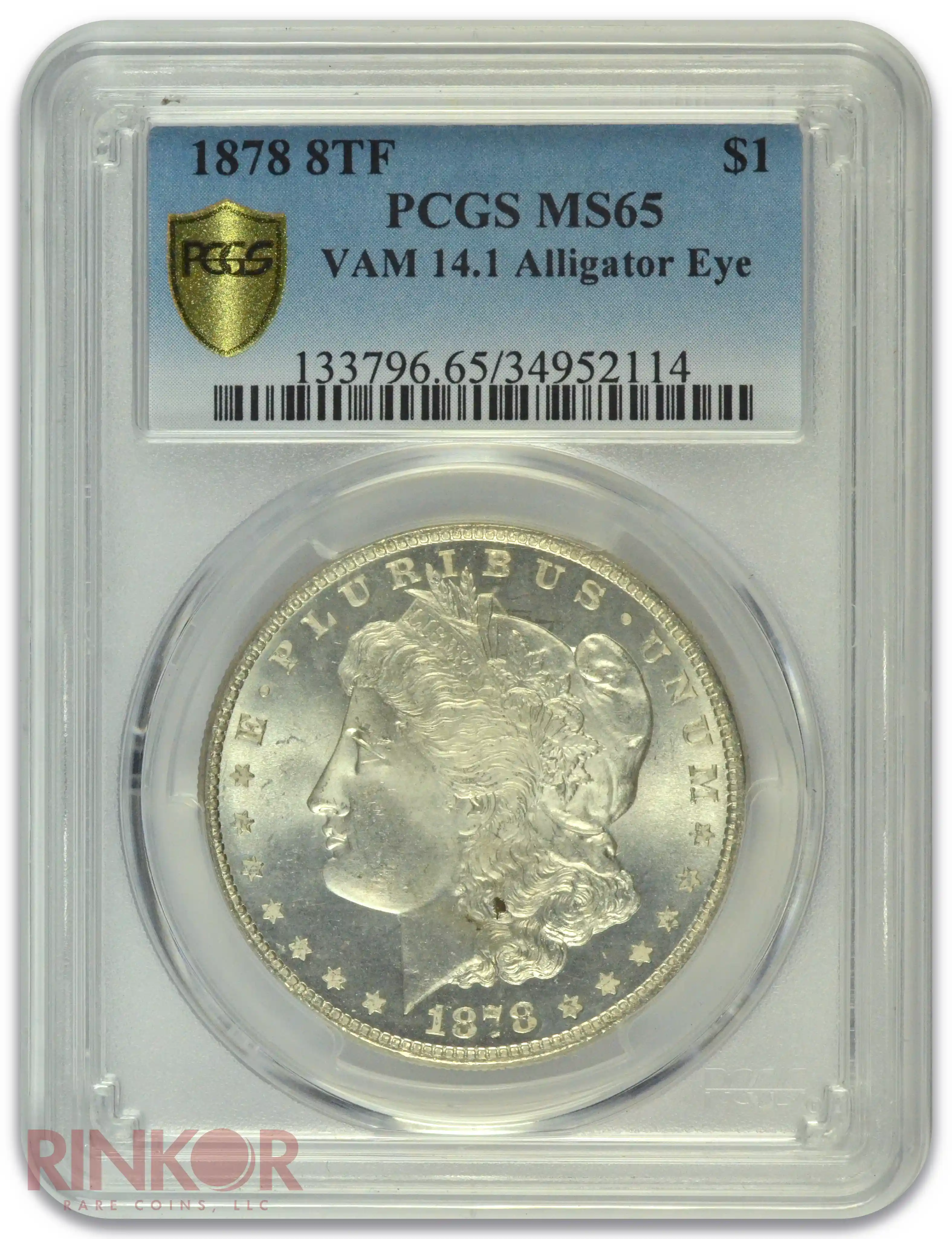 1878 8TF $1 Morgan Dollar VAM 14.1 PCGS MS 65