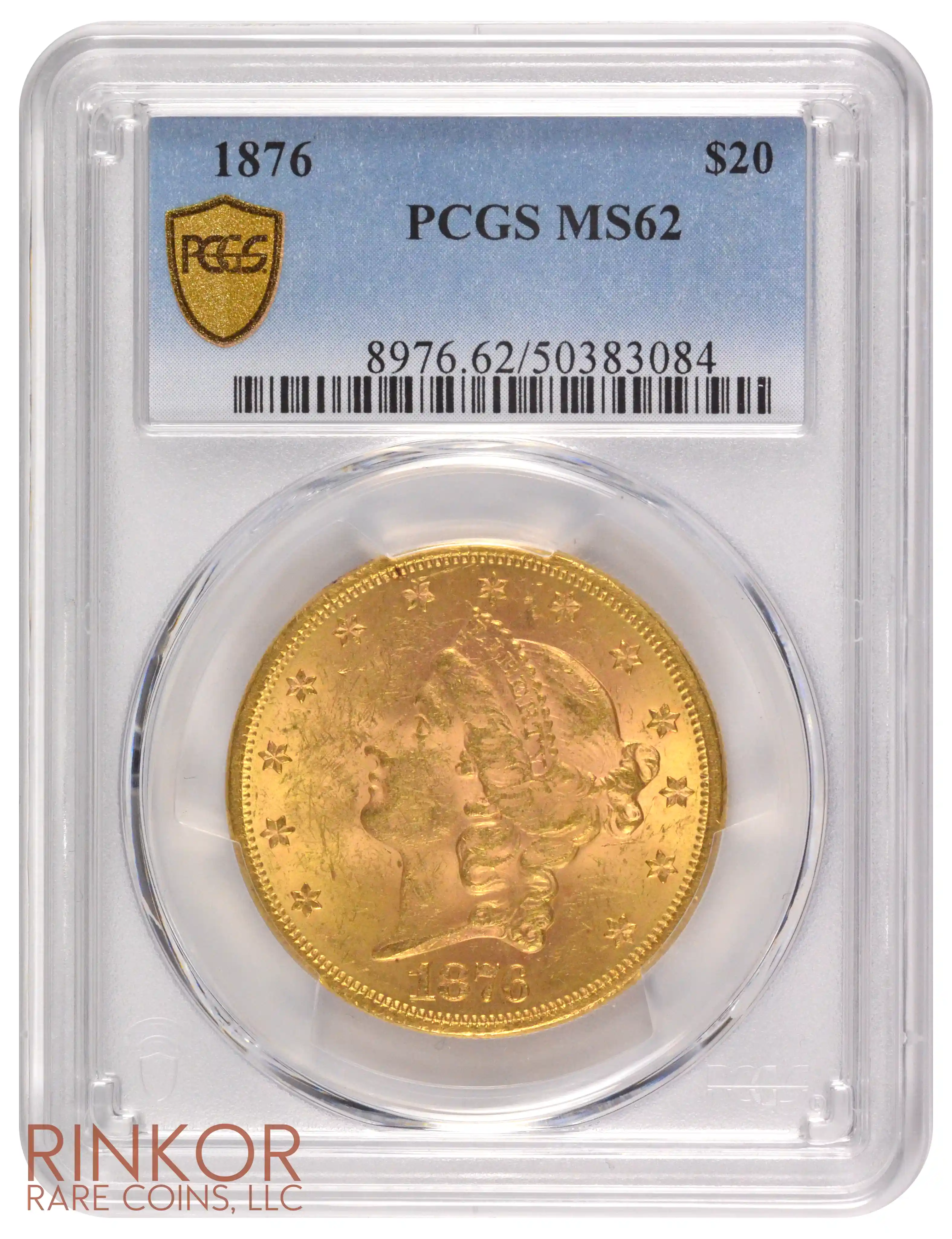 1876 Liberty Head $20 PCGS MS 62