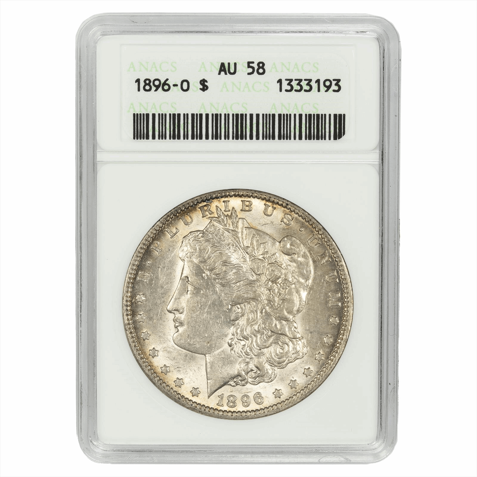 1896-O Morgan Silver Dollar $1 ANACS AU58 