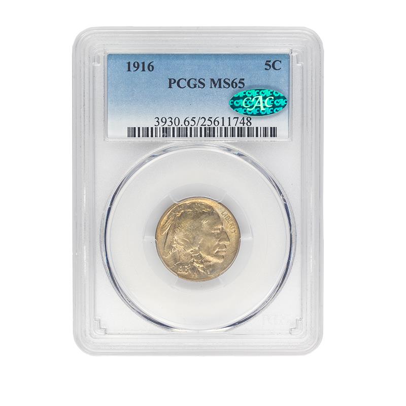 1916 Buffalo Nickel, 5C PCGS MS-65 CAC - Lustrous Coin, PQ+