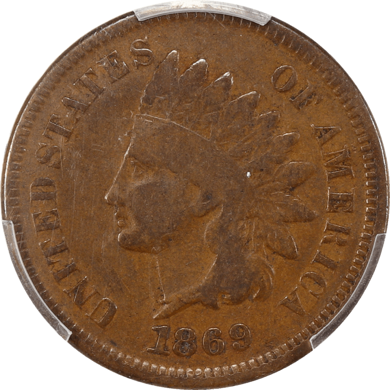 1869 Indian Head Cent, 1c, PCGS Very Good 10 - Nice Original Surfaces  