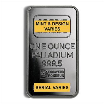 1 oz Palladium Bar - Brand Varies (Not in Card) image 1