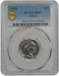 1913  Type 2 Buffalo PCGS MS 67