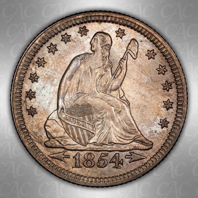 1854 Arrows 25C CACG MS 62 