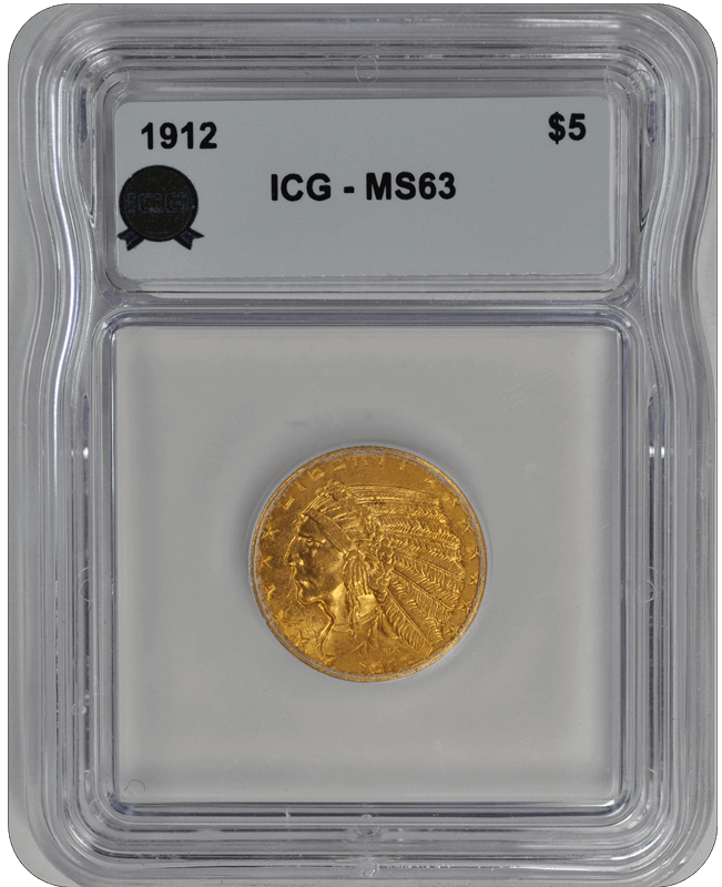 1912 $5 Indian ICG  MS 63