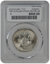 1951-S Franklin PCGS (99) FBL 66