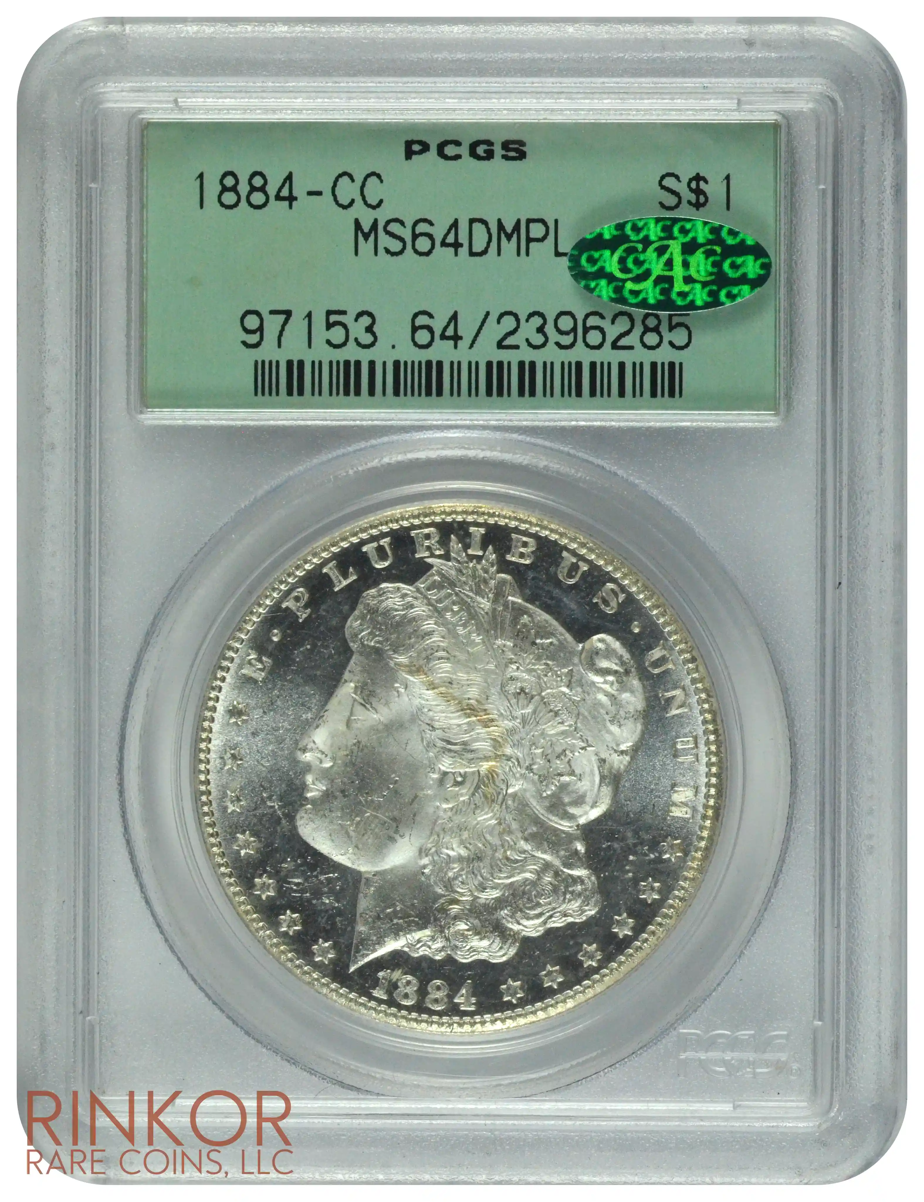 1884-CC $1 PCGS MS 64 DMPL CAC