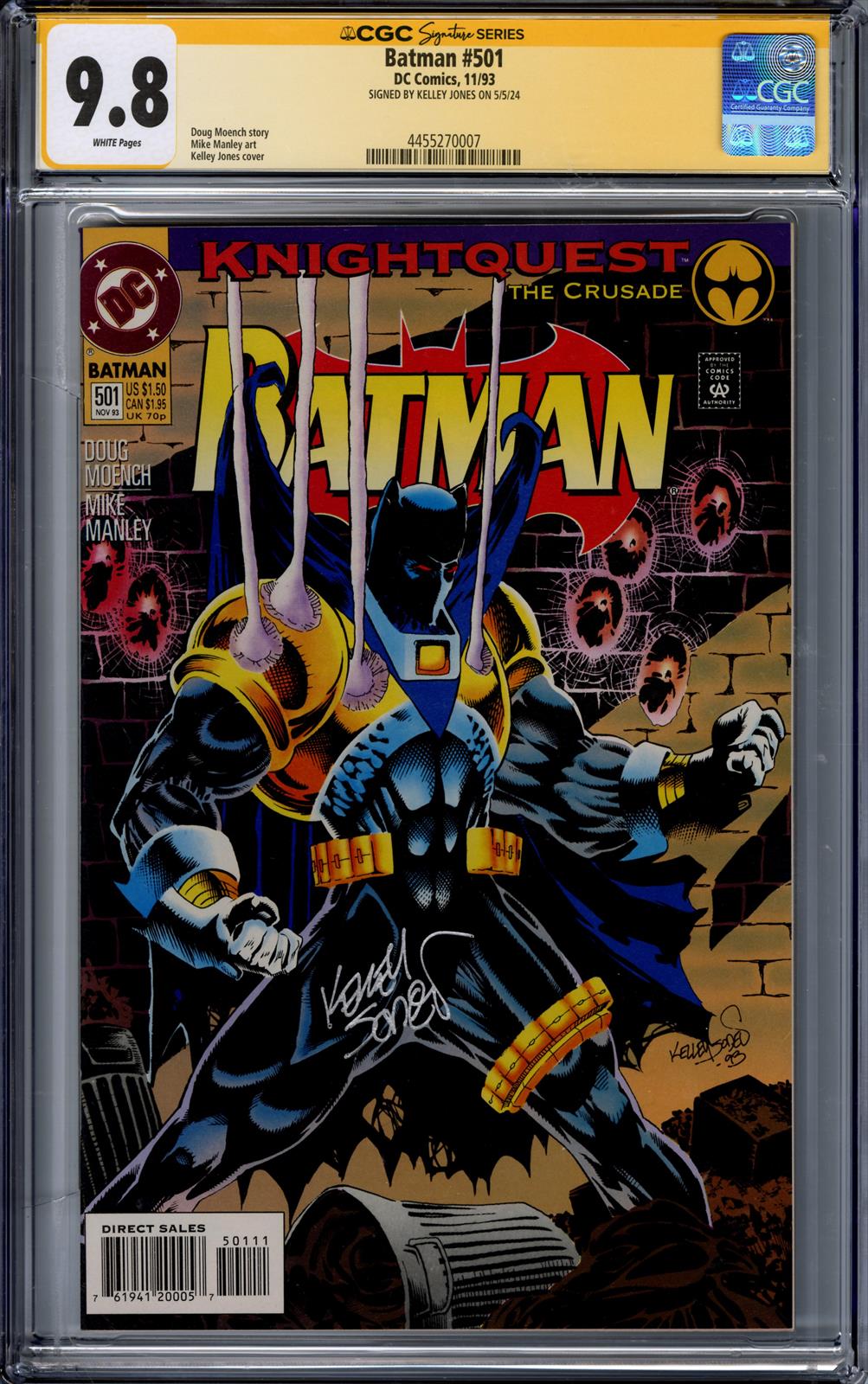 Batman #501 CGC Signature Series 9.8 (D.C., 1993) Signed by Kelley Jones 