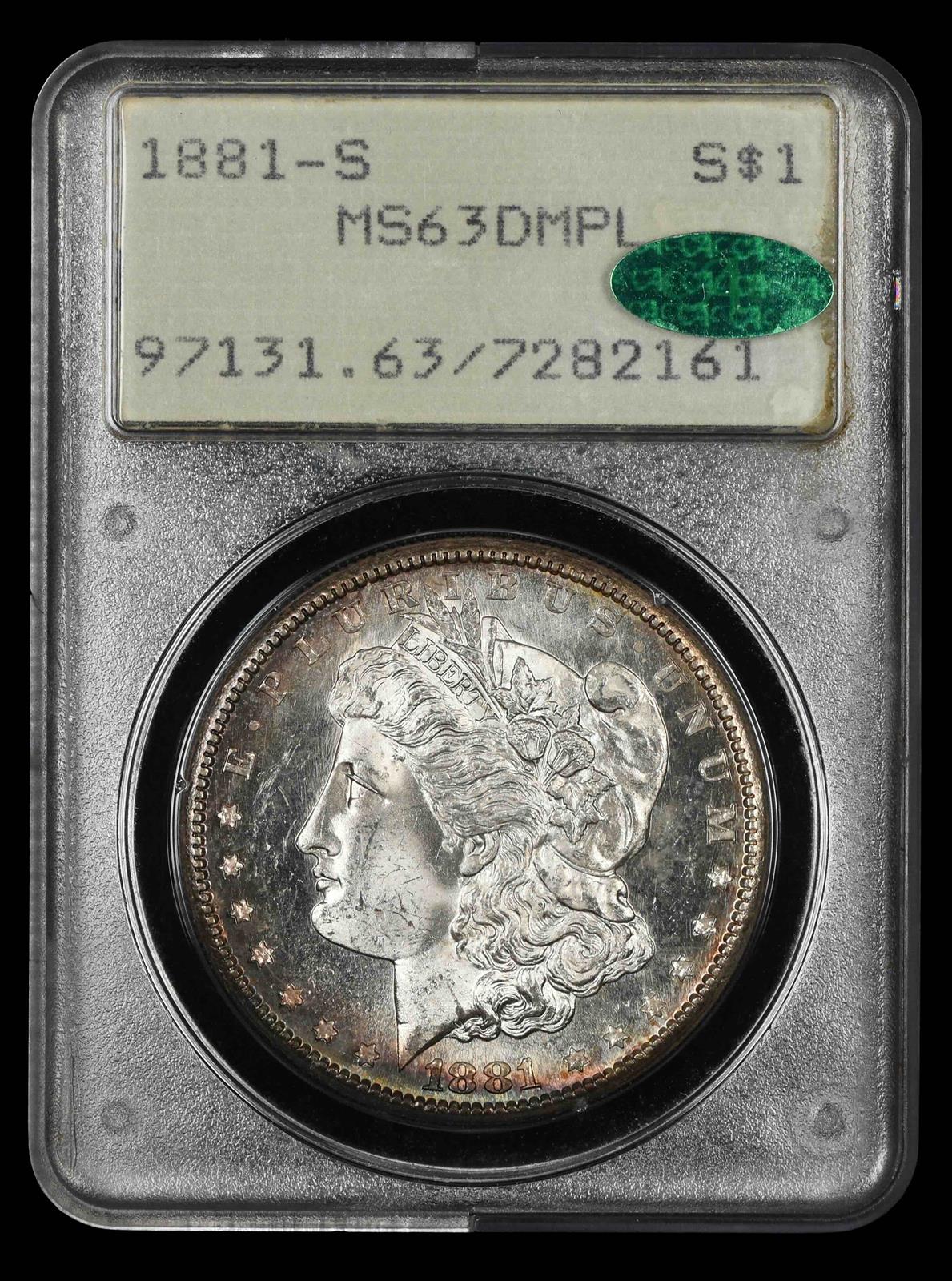 1881 S $1 Rattler PCGS MS63DMPL CAC