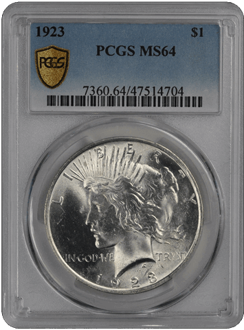 1923 $1 Peace Dollar PCGS  #3682-8 MS64