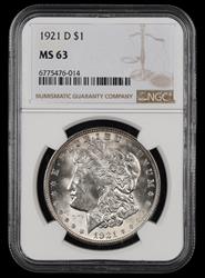 1921 D $1 NGC MS63 MS63
