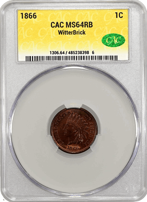 1866 1c RB WitterBrick CAC MS 64