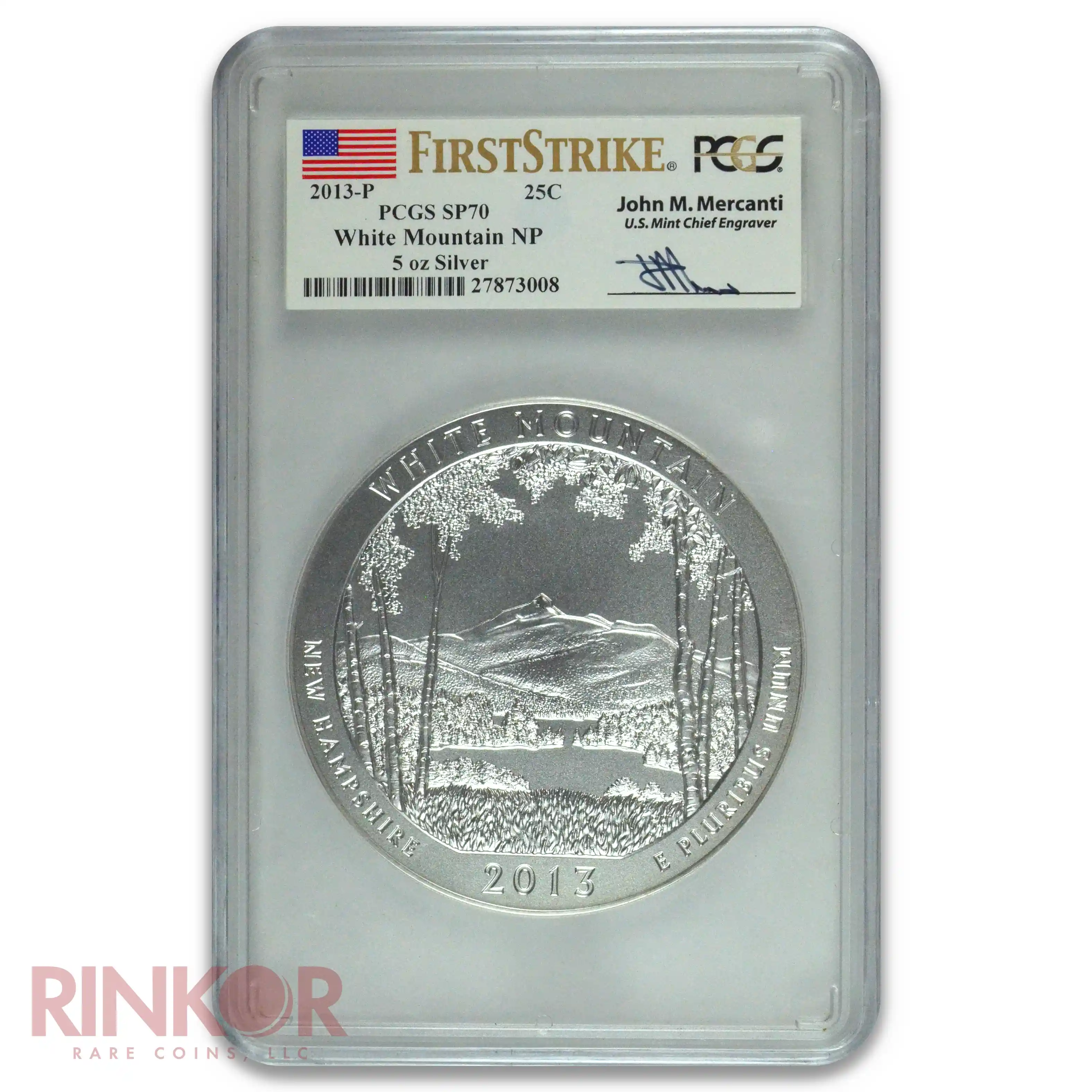 2013-P 5oz America the Beautiful White Mountain First Strike PCGS SP 70