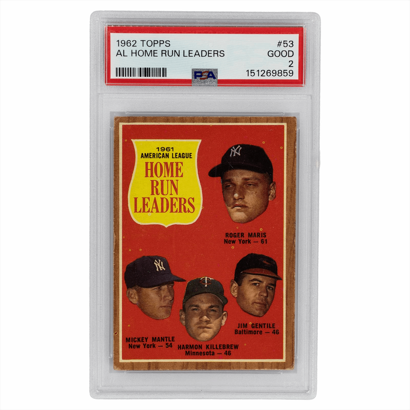 1962 TOPPS AL HOME RUN LEADERS #53 PSA GOOD 2 