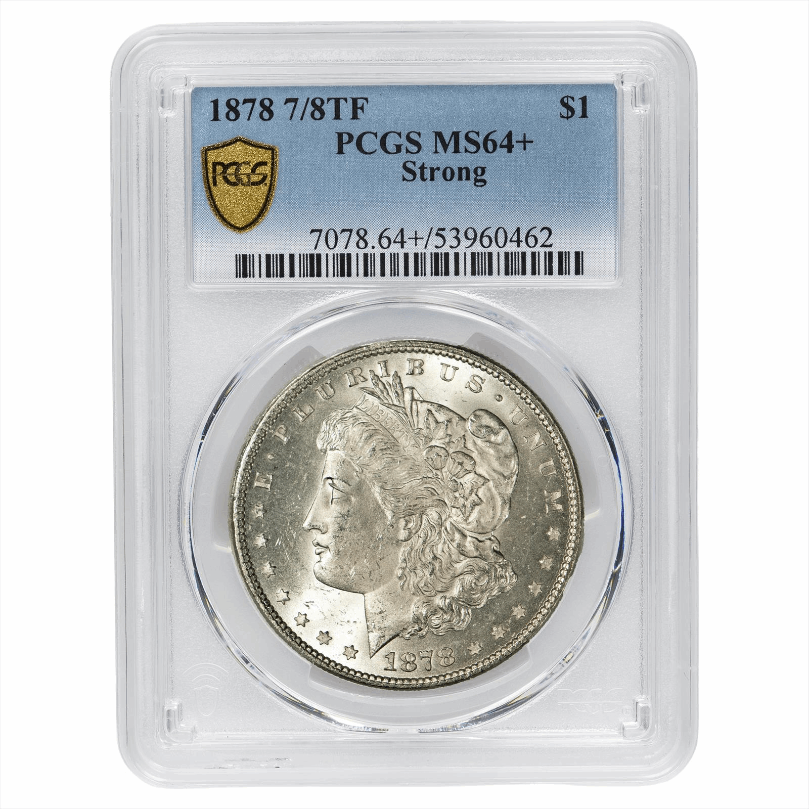 1878 7/8TF Morgan Silver Dollar $1 Strong PCGS MS 64+