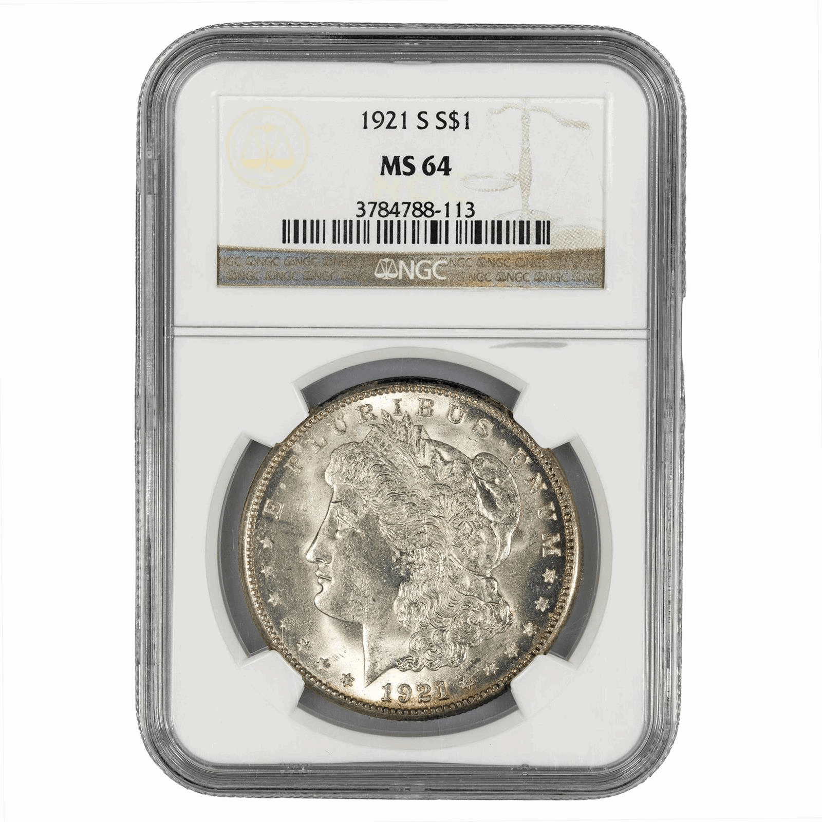 1921-S Morgan Silver Dollar $1 NGC MS 64 