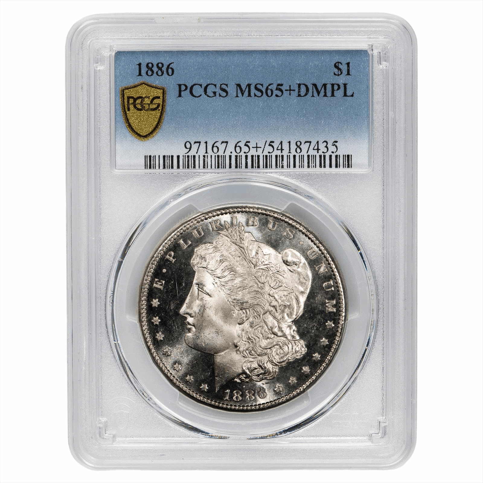1886 Morgan Silver Dollar $1 PCGS MS 65+ DMPL