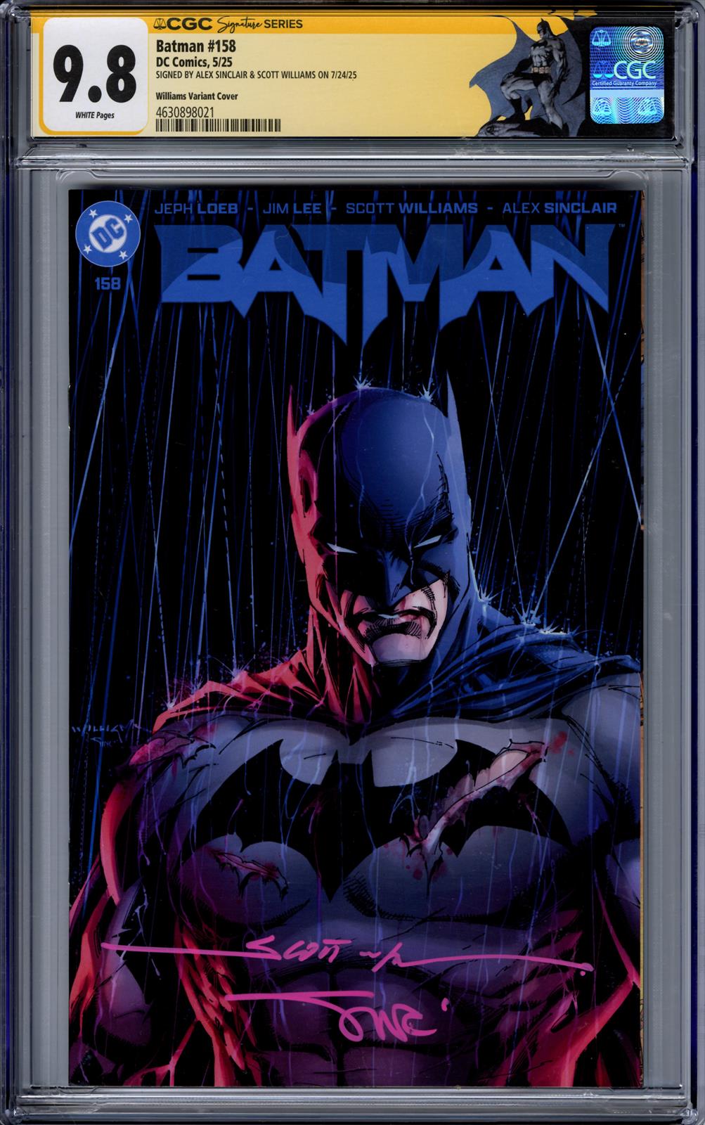 Batman #158 CGC Signature Series 9.8 (D.C., 2025) Signed by Alex Sinclair & Scott Williams 