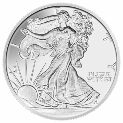 TUBE - 1 OZ WALKING LIBERTY SILVER  JESUS ROUND (20 ROUNDS +1 TUBE) 