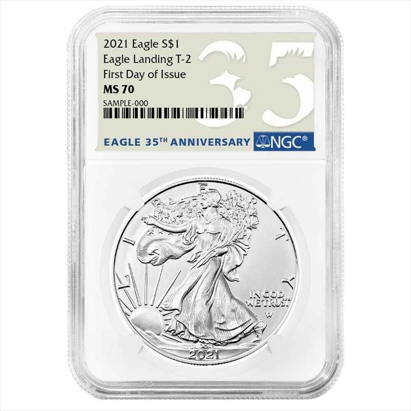 2021 $1 1oz. American Silver Eagle, Type 2, FDI, MS70, NGC
