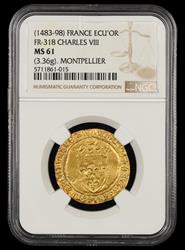 1483-1498 France Ecu dOr Charles VIII NGC MS61