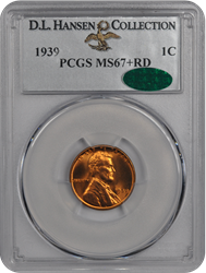 1939 Lincoln PCGS CAC RD 67+