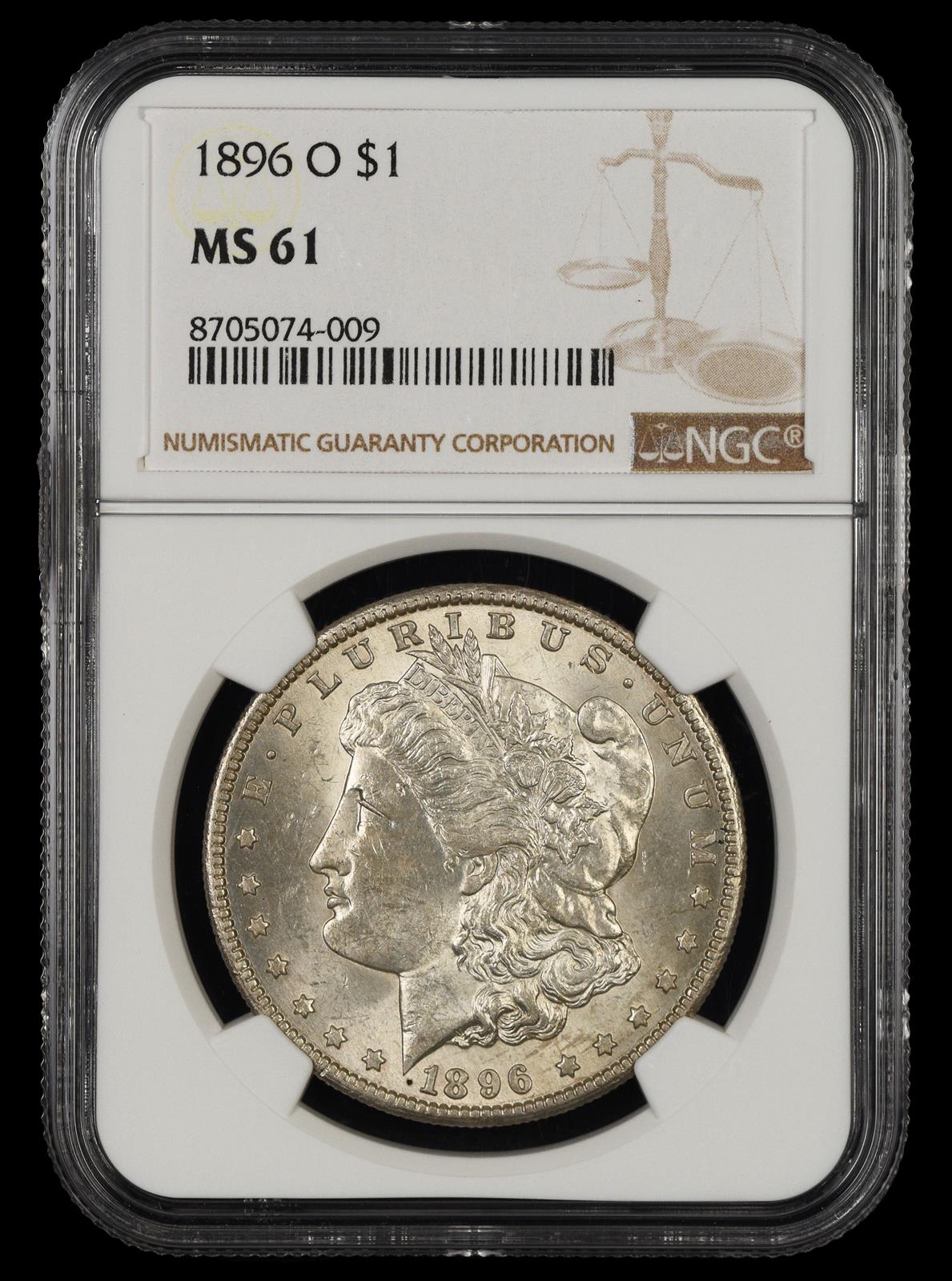 1896 O $1 NGC MS 61