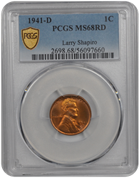 1941-D Lincoln PCGS RD 68