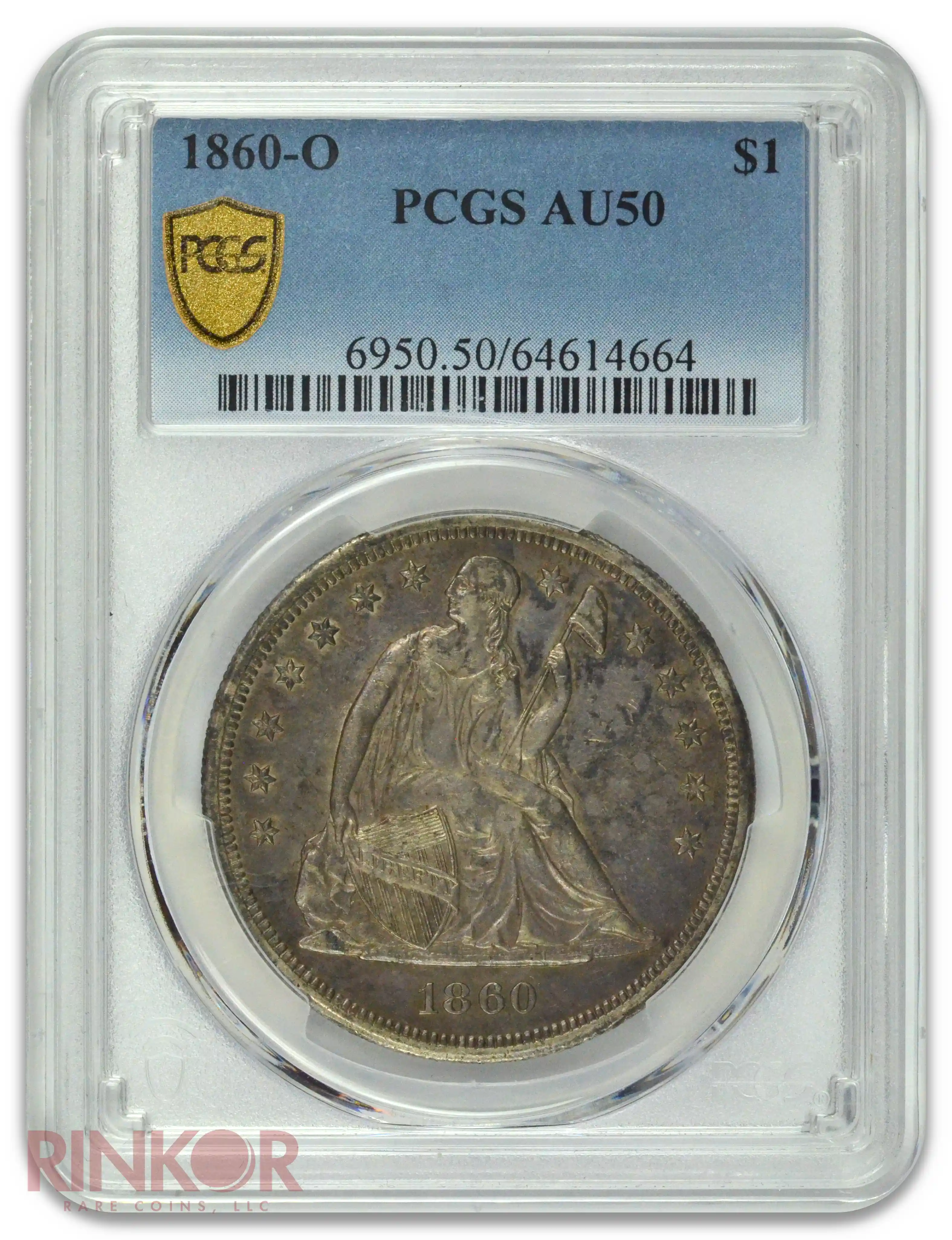1860-O $1 Seated Dollar PCGS AU-50