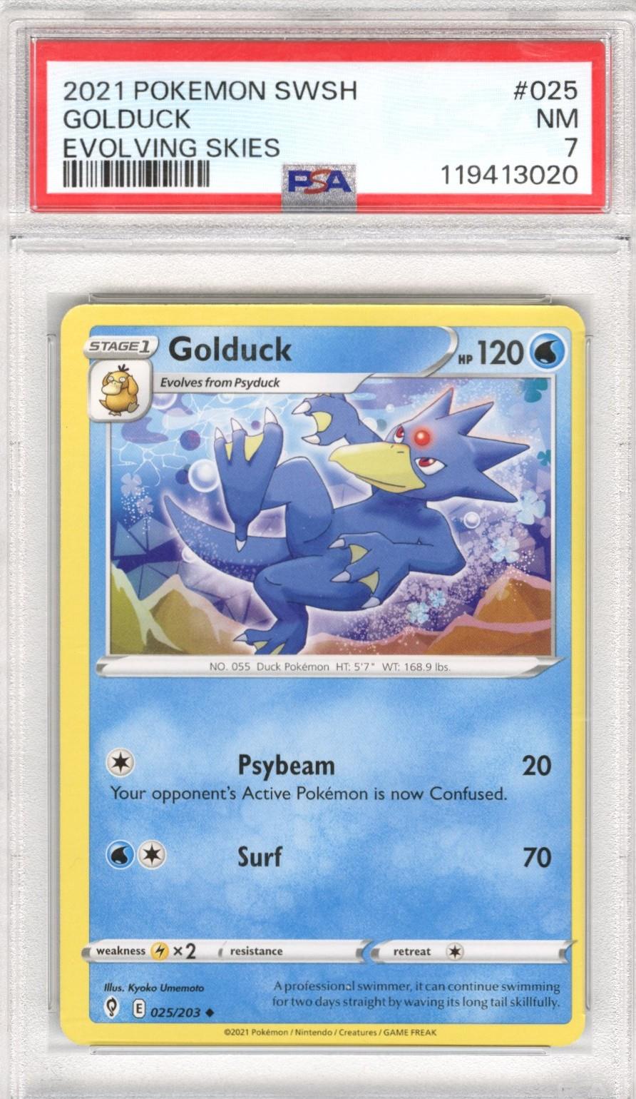 2021 Pokemon SWSH Evolving Skies Golduck PSA #025 PSA NM 7 