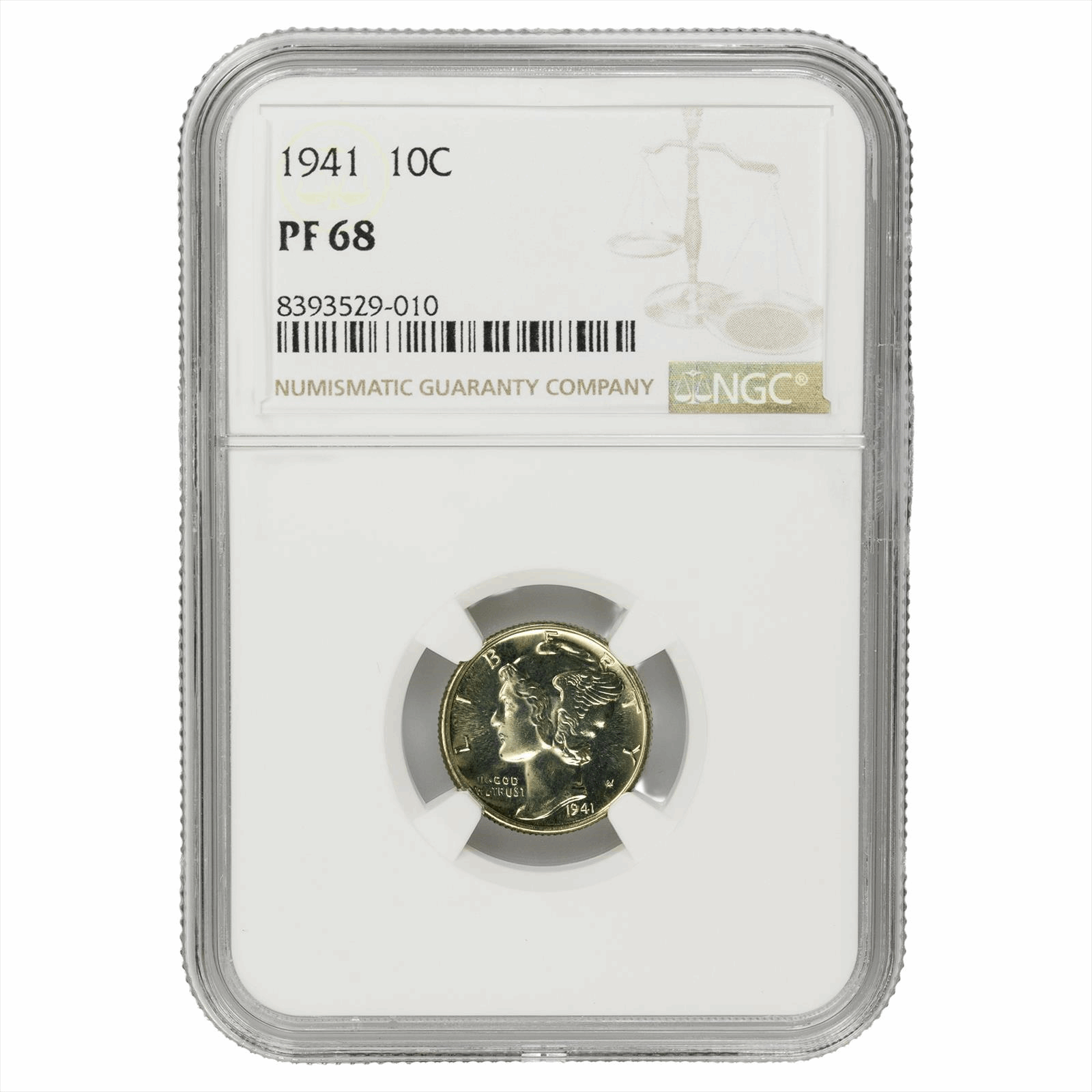 1941 Mercury Dime 10C NGC PF 68