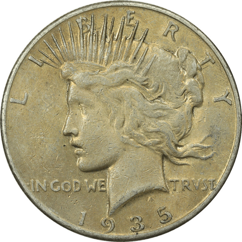 1935-S Peace Silver Dollar $1, Circulated, Extra Fine