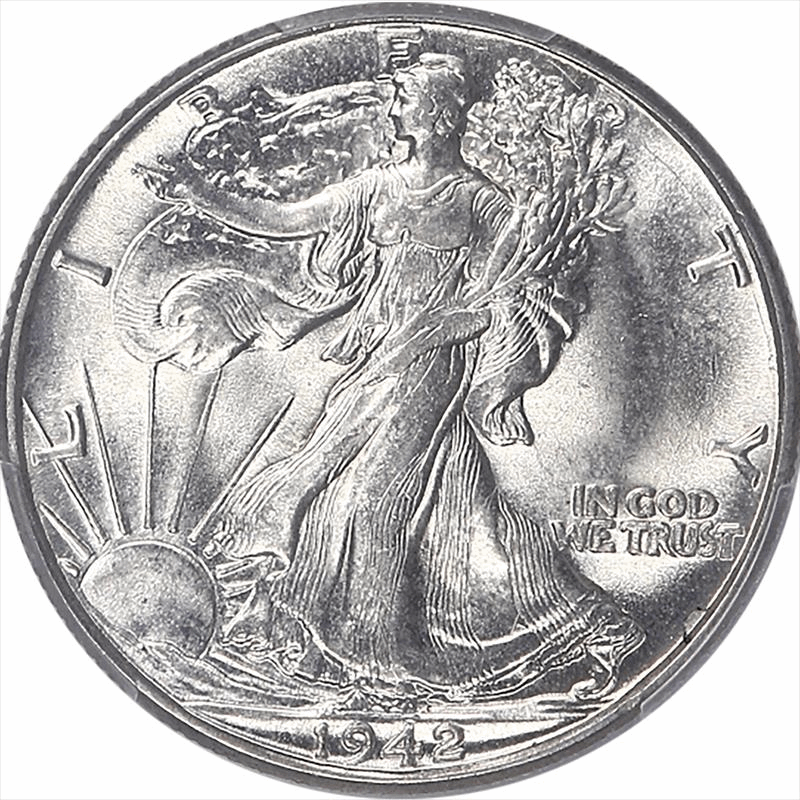 1942 Walking Liberty Half Dollar 50C PCGS MS 64 - Nice Lustrous White Coin