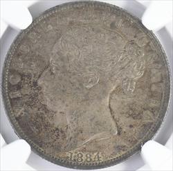 1884 G. Britain 1/2 Crown NGC AU55 