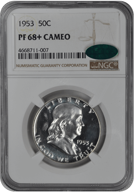 1953 Franklin Half Dollar NGC CAC (99) PF 68