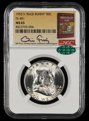 1953 S Bugs Bunny 50c FS-401 Bill Fivaz Signature Label NGC  MS65 CAC