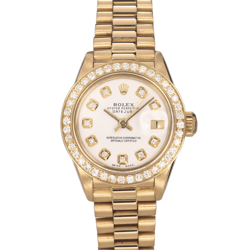 Rolex 26MM Ladies DATEJUST President 6917 Diamond Bezel & Diamond Dial Watch Only 