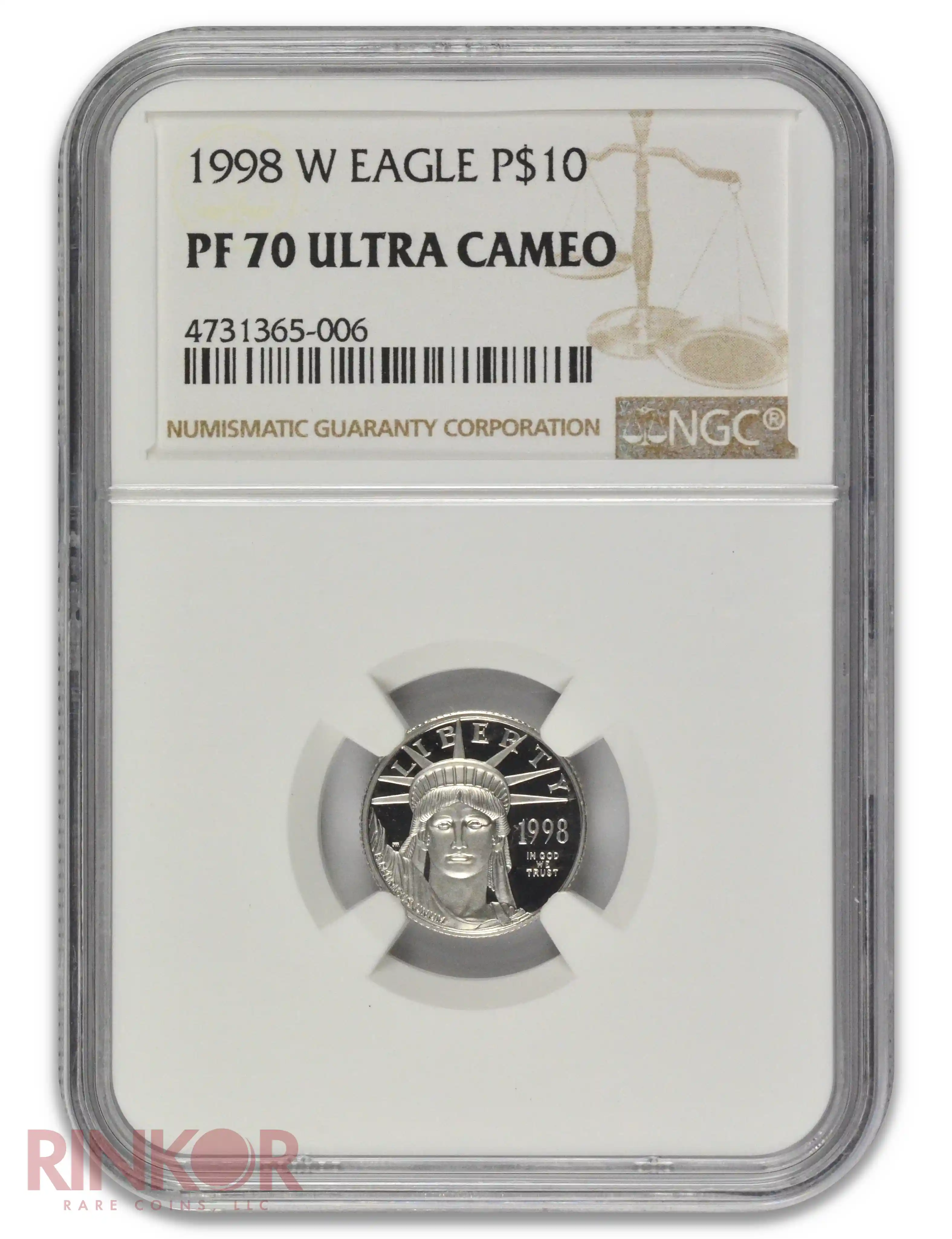 1998-W Platinum Eagle P$10 NGC PF 70